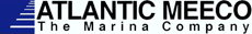 The Atlantic Meeco logo with the words "Atlantic Meeco" in capital letters and "The Marina Company" below and a blue square to the left with white lines inside it, fading into the distance