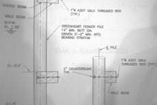 Photo of drawing depicting wooden pilings