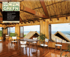 The interior of a room with wooden floor and walls and furniture, the Pacific Green logo in the corner of the image